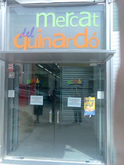 Glass entrance to the Mercat del Guinardó in Barcelona