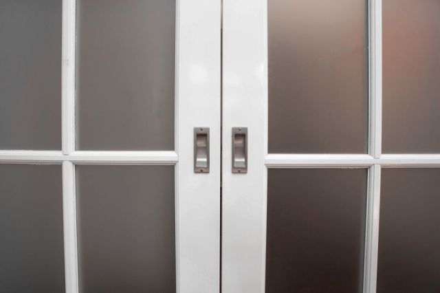 Matte glass on interior wooden door