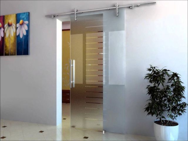 Glass for doors with decoration
